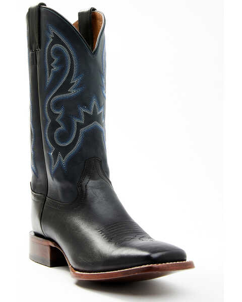 Cody James Men's Embroidered Western Boots - Broad Square Toe, Navy, hi-res