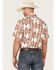 Rock & Roll Denim Men's Vertical Southwestern Stripe Short Sleeve Button Down Western Shirt , Natural, hi-res