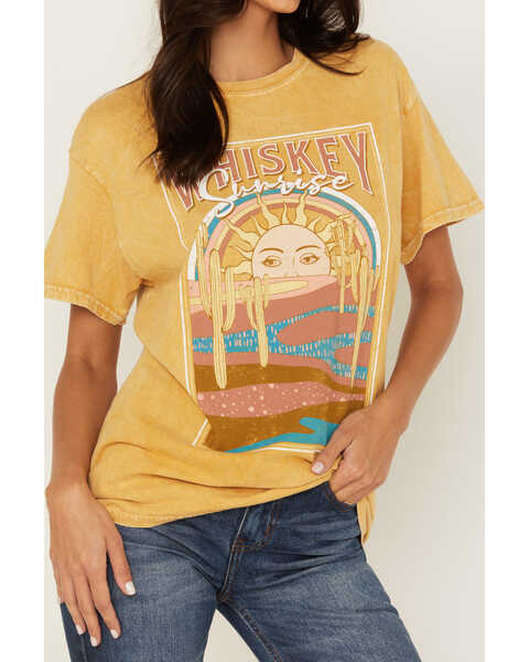 Image #3 - Youth in Revolt Women's Whiskey Sunrise Graphic Tee, Mustard, hi-res