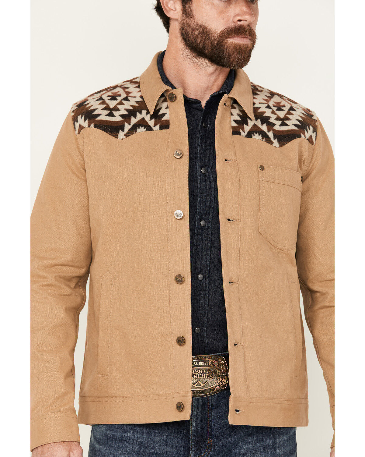 Image #3 - Cody James Men's Southwestern Print Canvas Button-Down Jacket, , hi-res
