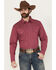 Image #1 - Wrangler Men's 20X Geo Print Long Sleeve Snap Stretch Western Shirt - Tall, Wine, hi-res