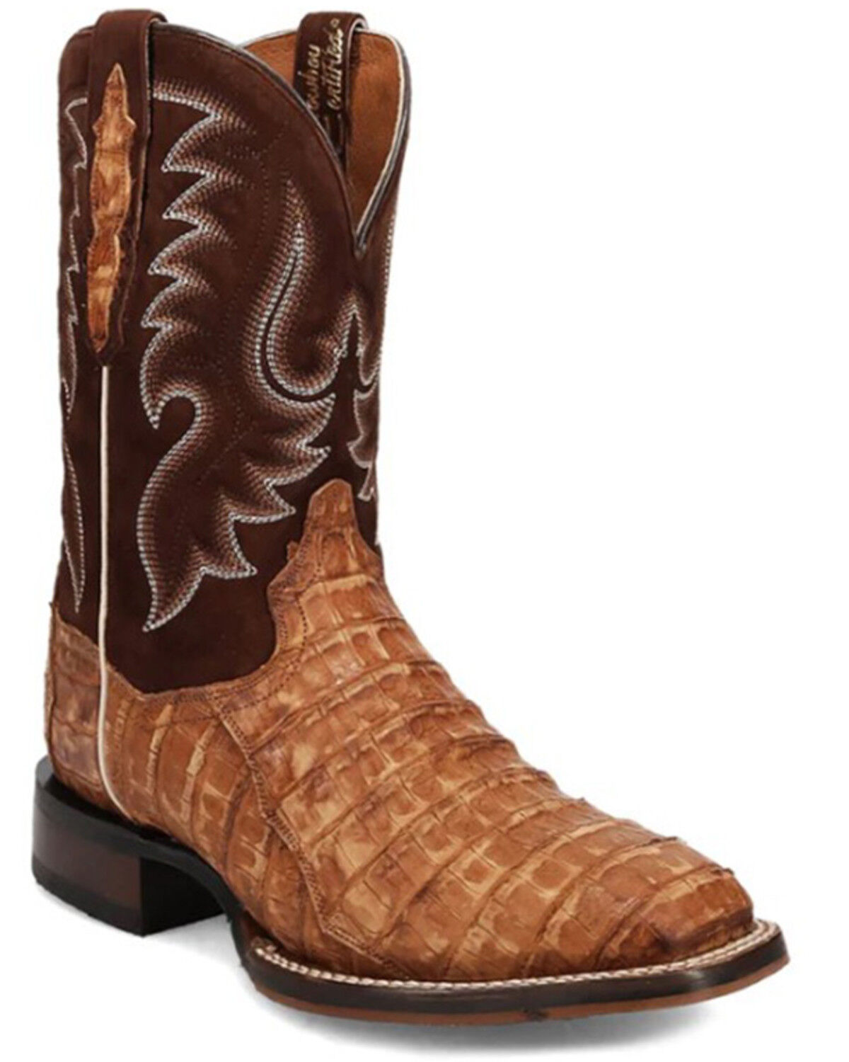 Image #1 - Dan Post Leon Exotic Caiman Western Boots - Broad Square Toe, Brass, hi-res