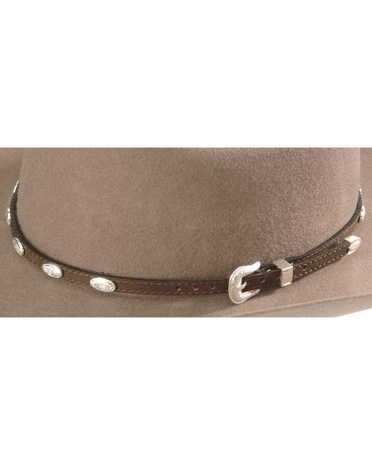 Image #1 - Concho Embellished Leather Hat Band, Brown, hi-res