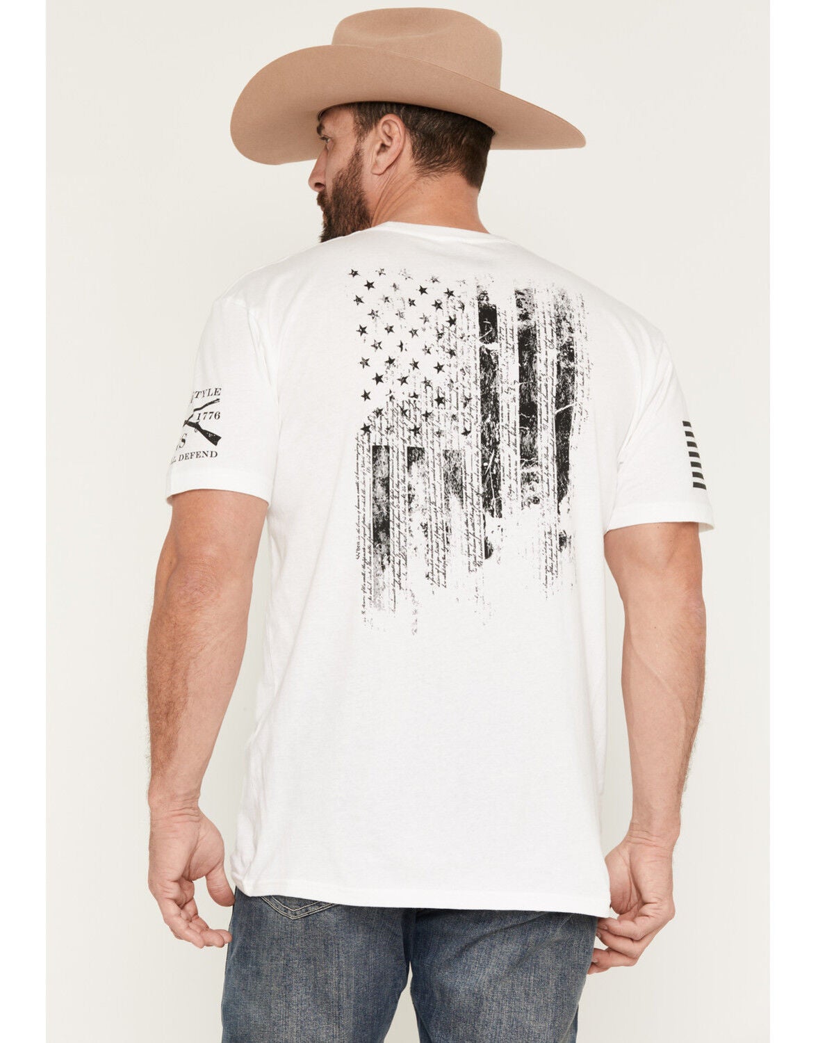 Grunt Style Men's 1776 Flag Short Sleeve Graphic T-Shirt - Big, White, hi-res