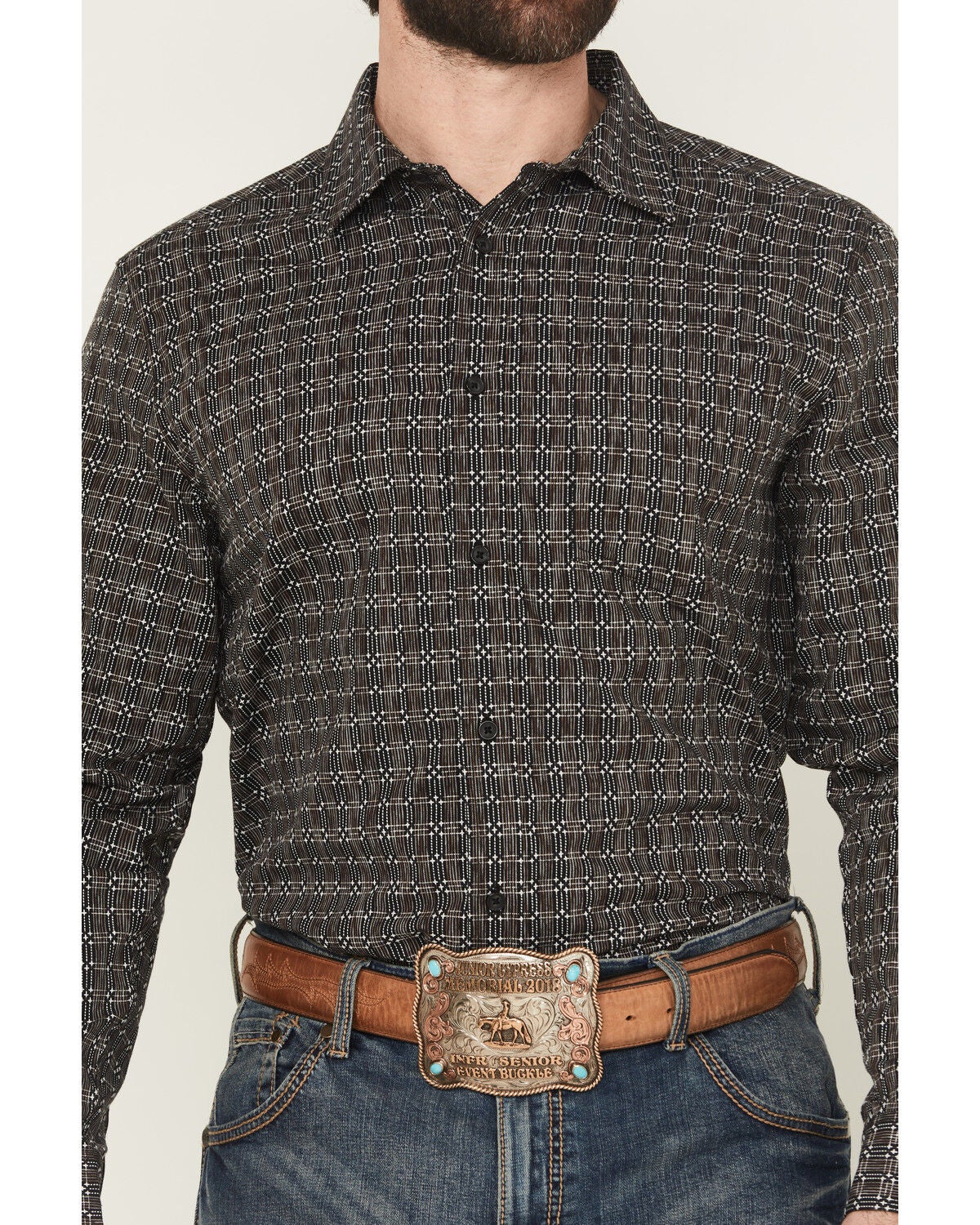 Image #3 - Gibson Trading Co Men's Bug Out Plaid Print Long Sleeve Button-Down Stretch Western Shirt, Black, hi-res