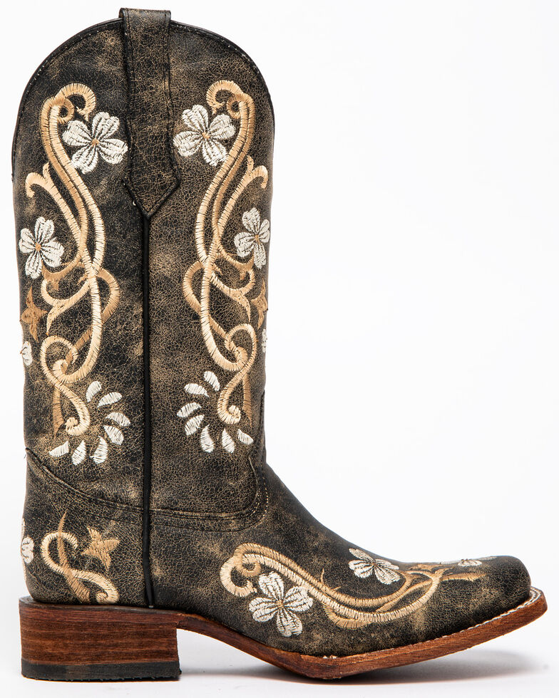 Circle G Honey Cowhide Cowgirl Boots - Square Toe , Honey, hi-res