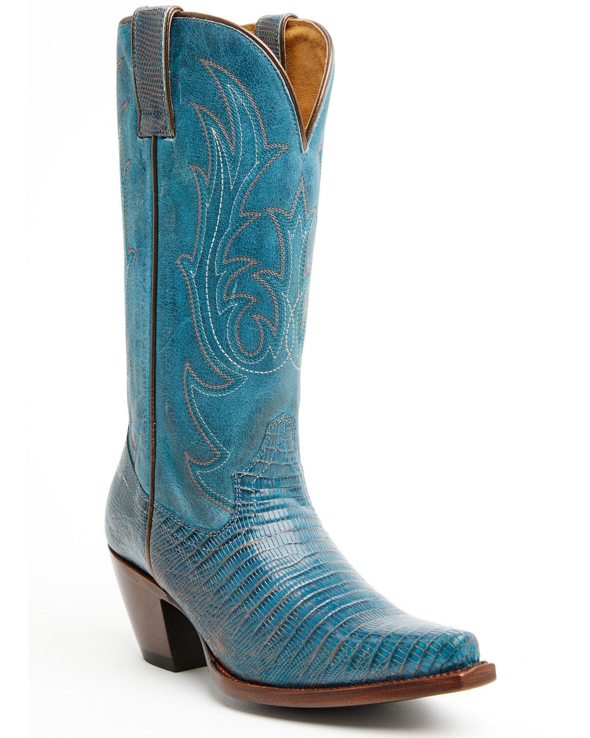 Shyanne Women's Ryanne Exotic Lizard Western Boots - Snip Toe, Blue, hi-res