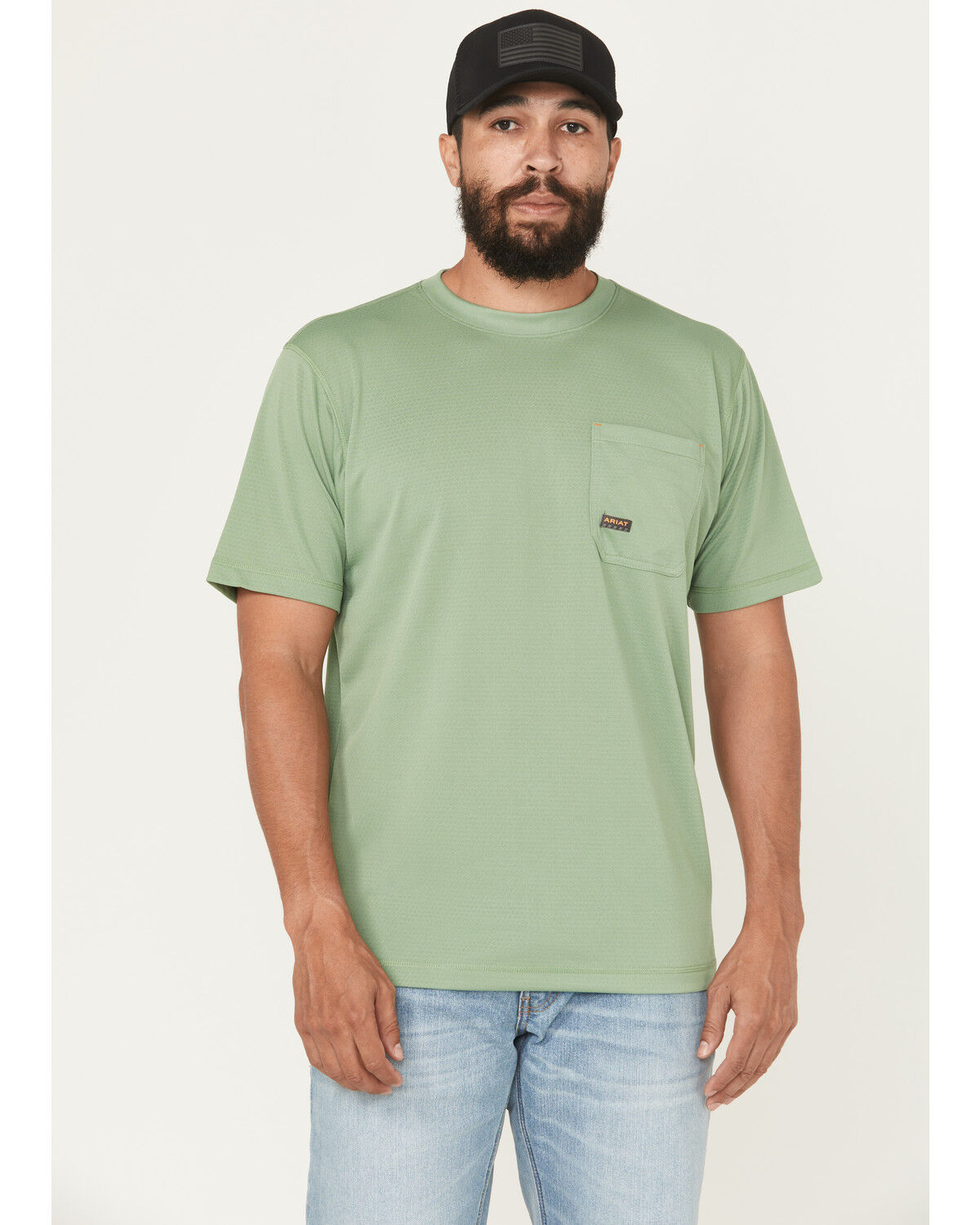 Image #1 - Ariat Men's Rebar Heat Fighter Short Sleeve Pocket Work Shirt - Big, Green, hi-res