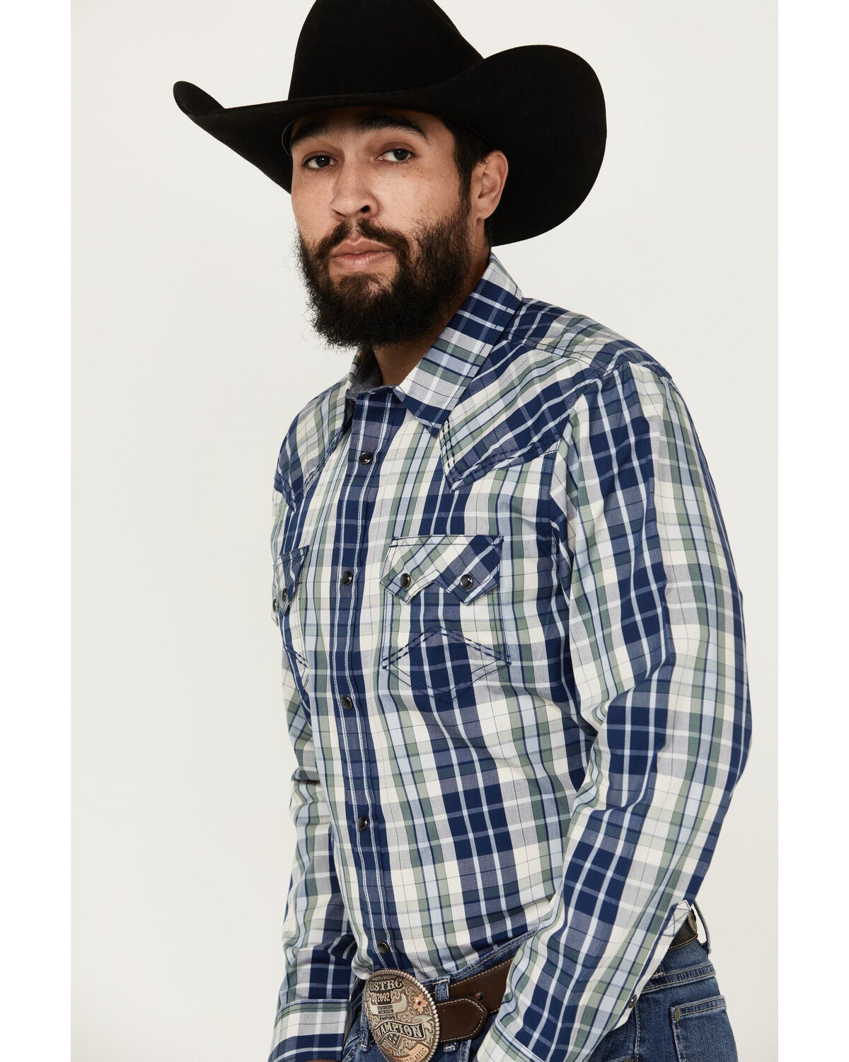 Image #2 - Cody James Men's Cole Plaid Print Long Sleeve Pearl Snap Western Shirt, Cream, hi-res