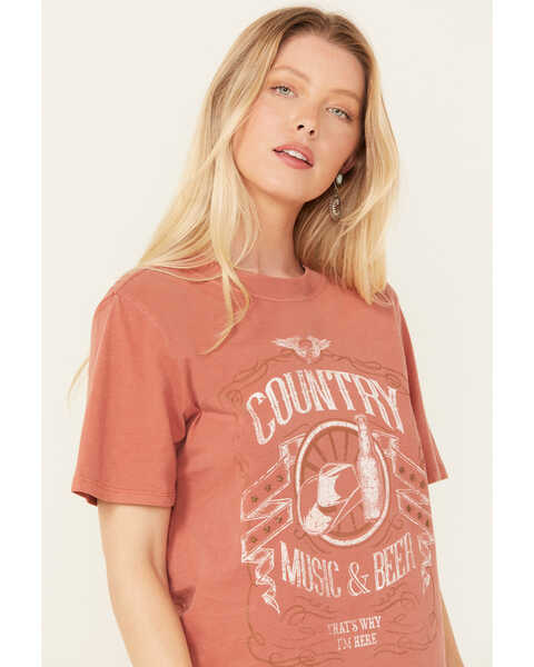 Image #2 - Idyllwind Women's Helen Country Music and Beer Short Sleeve Graphic Tee, Pecan, hi-res