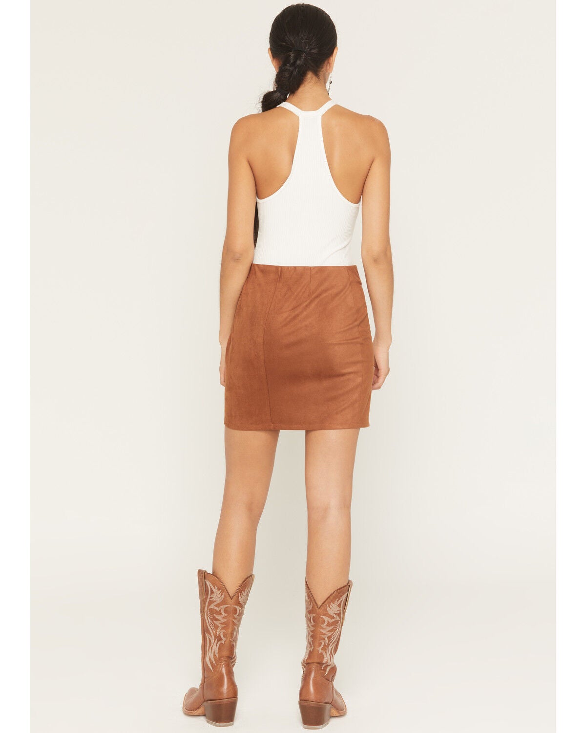 Image #5 - Idyllwind Women's Ellington Faux Suede Concho Button Mini Skirt, Caramel, hi-res