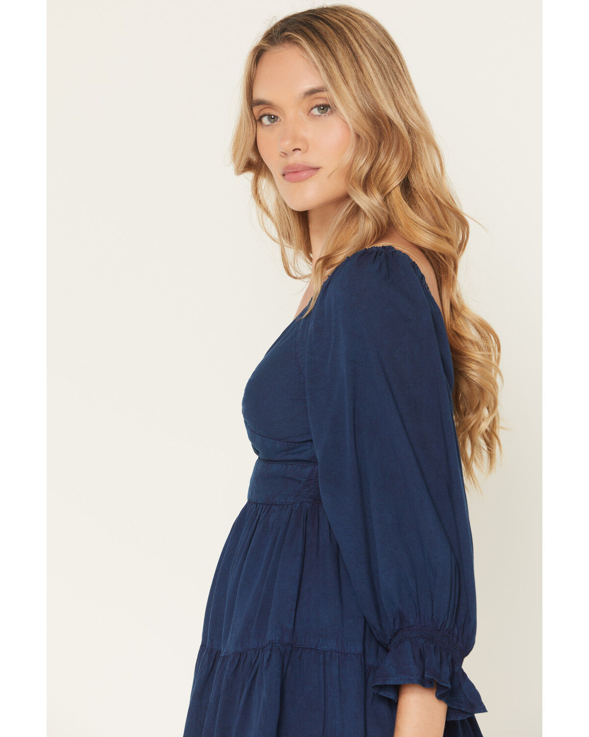 Image #2 - Angie Women's Acid Wash Long Sleeve Mini Dress, Dark Wash, hi-res