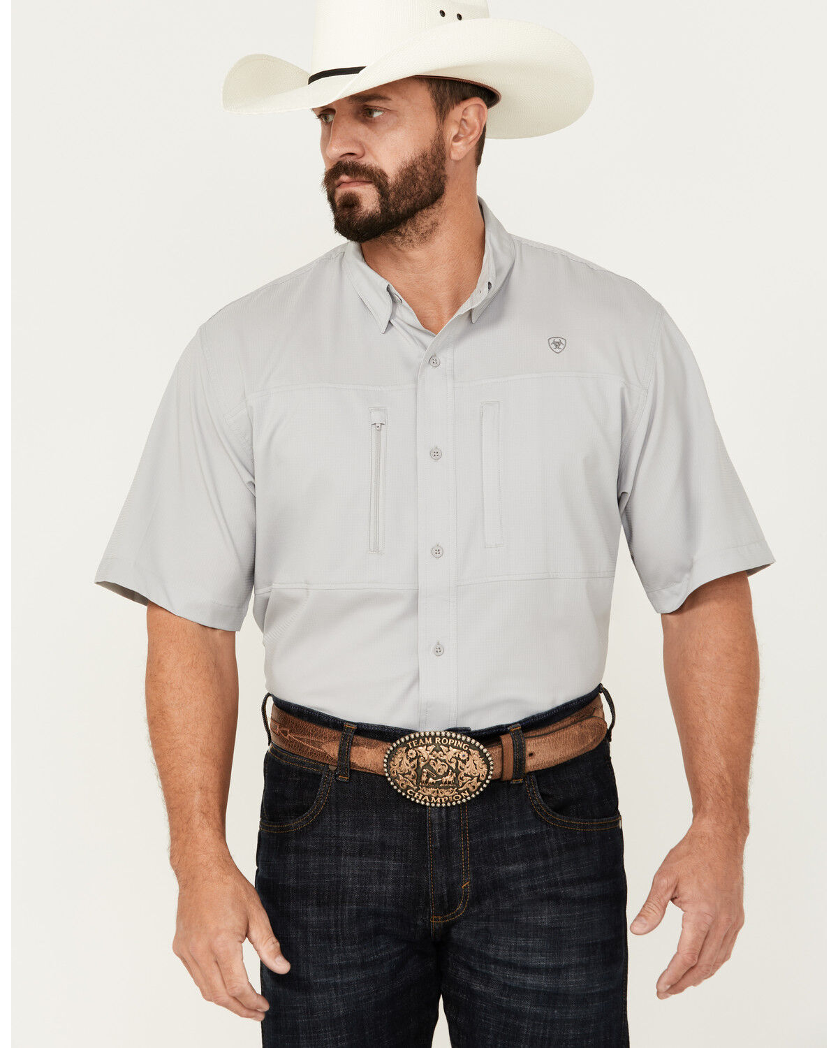 Image #1 - Ariat Men's VentTEK Classic Fit Solid Short Sleeve Performance Shirt, , hi-res