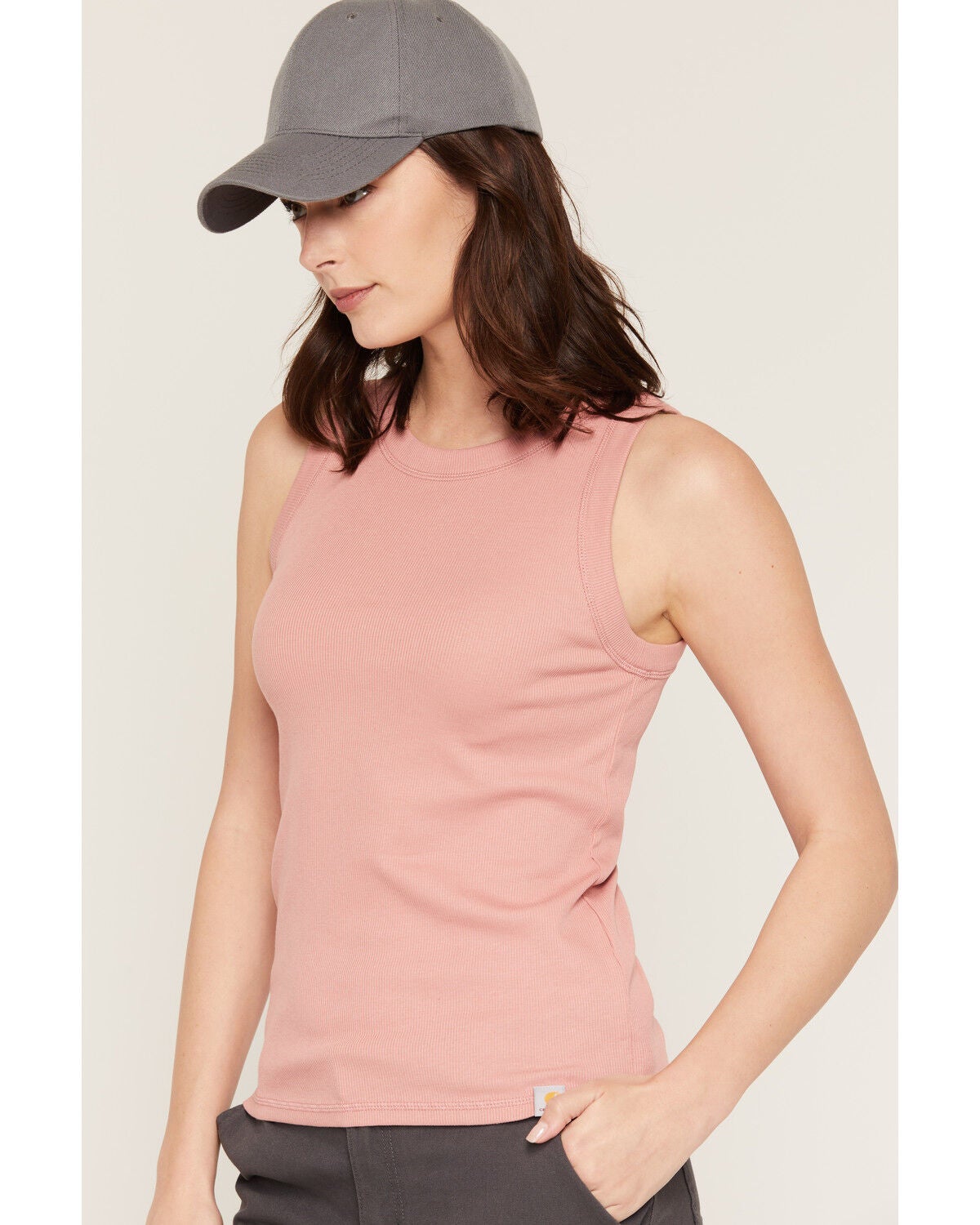 Image #2 - Carhartt Women's Tencel Series Solid Fitted Ribbed Work Tank Top, Rose, hi-res