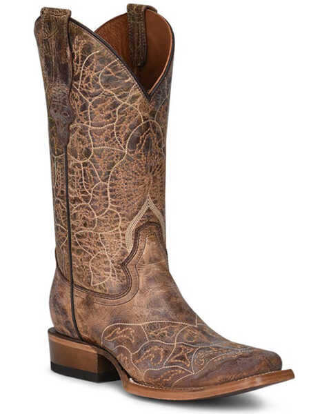 Circle G Women's Brown Embroidery Western Boots - Square Toe, Brown, hi-res