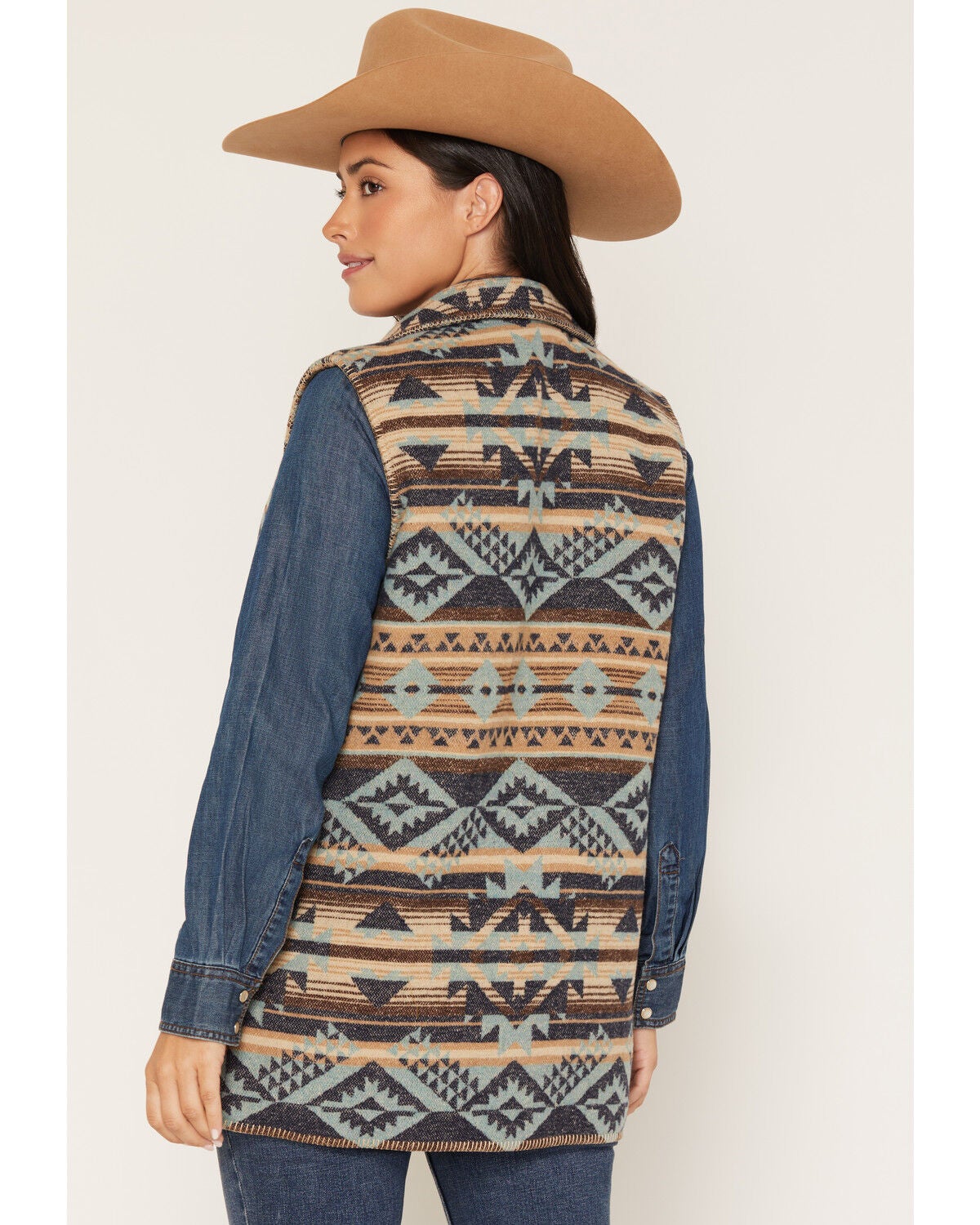 Image #4 - Outback Trading Co Women's Southwestern Whipstitch Button-Down Vest, Multi, hi-res
