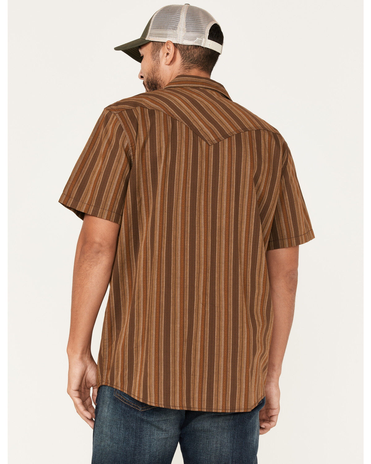 Image #4 - Moonshine Spirit Men's Paniolo Striped Print Long Sleeve Snap Western Shirt, Brown, hi-res