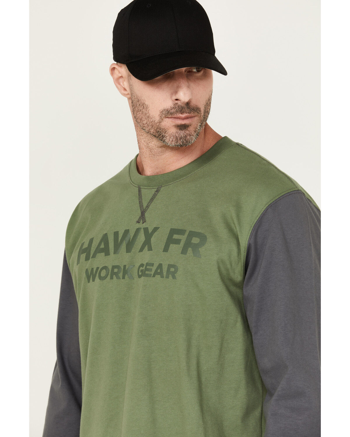Image #2 - Hawx Men's FR Color Block Long Sleeve Graphic Work T-Shirt, Green, hi-res