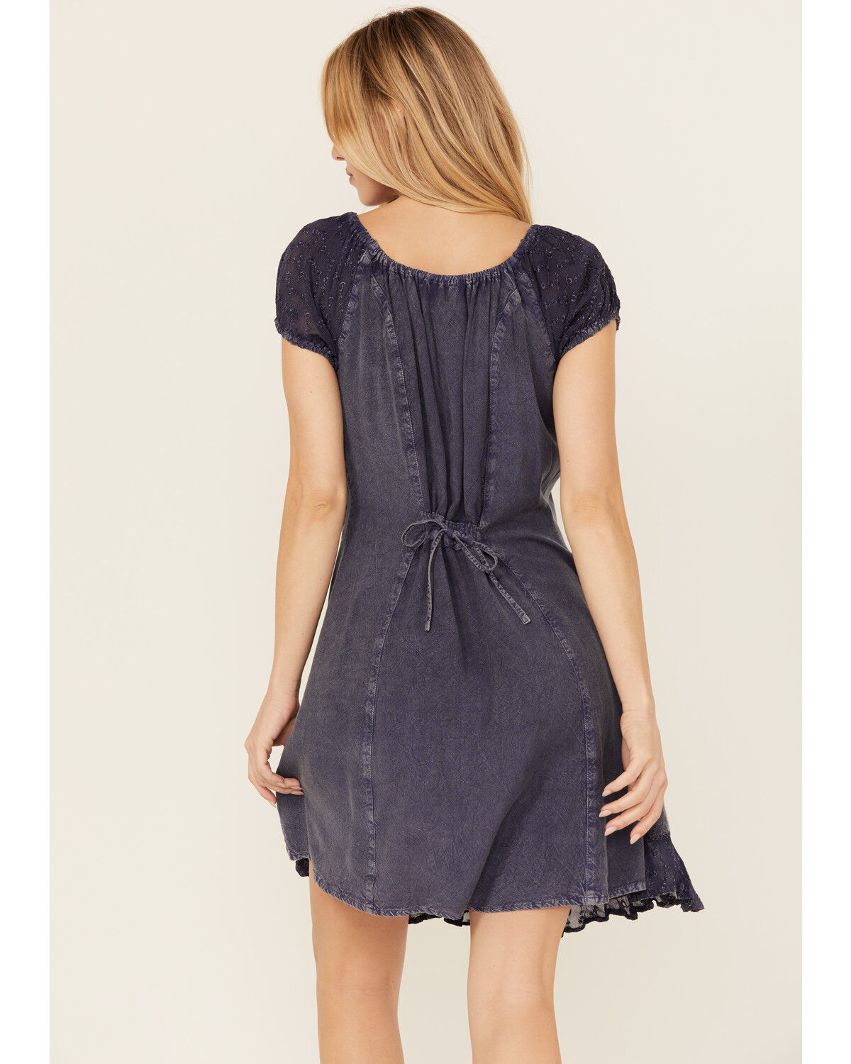 Image #4 - Gunit Women's Denim Floral Short Sleeve Mini Dress, Blue, hi-res