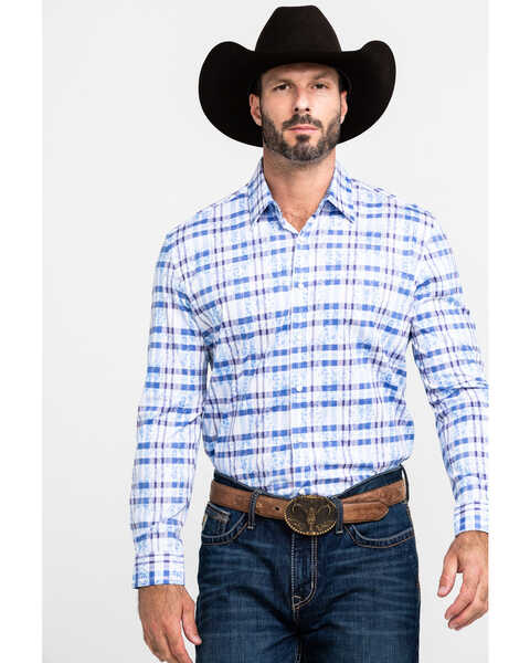 Image #1 - Scully Signature Soft Series Men's Multi Med Plaid Long Sleeve Western Shirt, Blue, hi-res