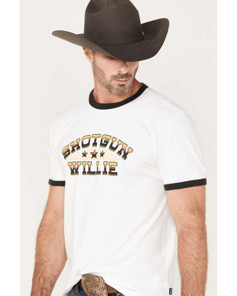 Image #2 - Brixton x Willie Nelson Men's Shotgun Graphic Ringer T-Shirt, White, hi-res