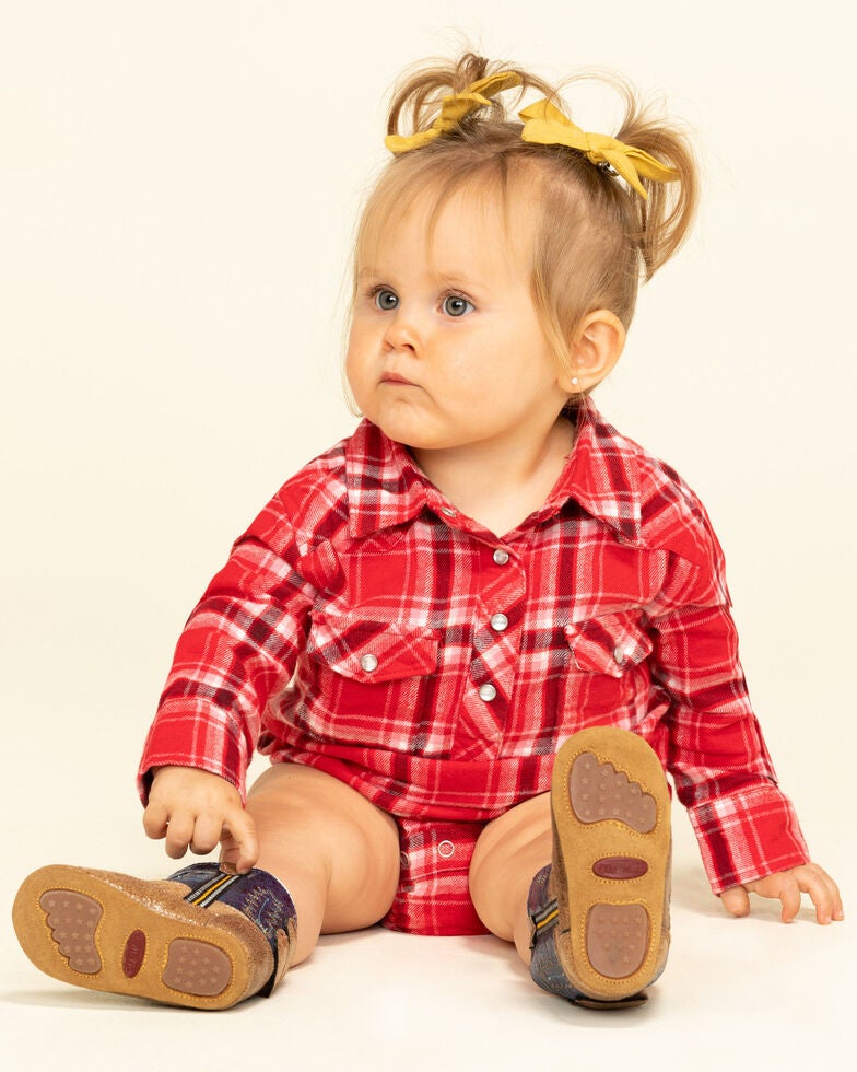 Shyanne Infant Girls' Red Plaid Woven Onesie | Sheplers