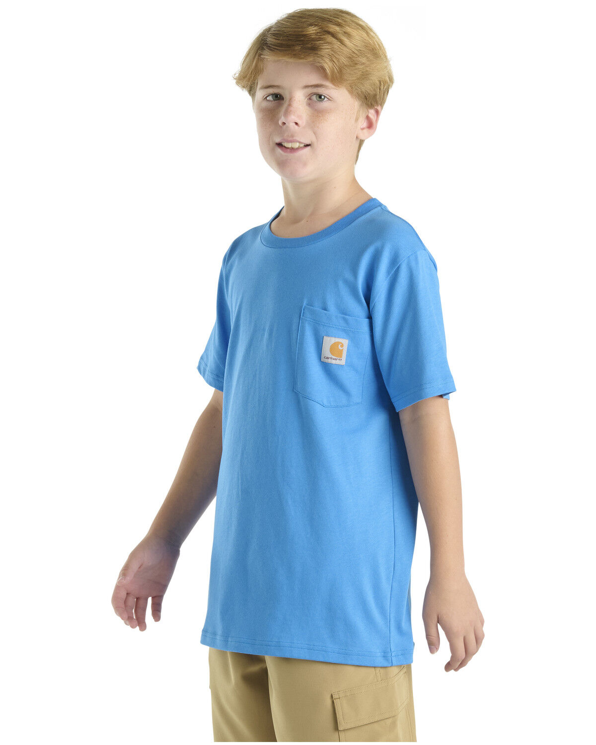 Image #1 - Carhartt Boys' Solid Short Sleeve Pocket T-Shirt, Blue, hi-res