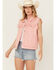 Image #1 - Blue B Women's Rhinestone Denim Vest, Pink, hi-res