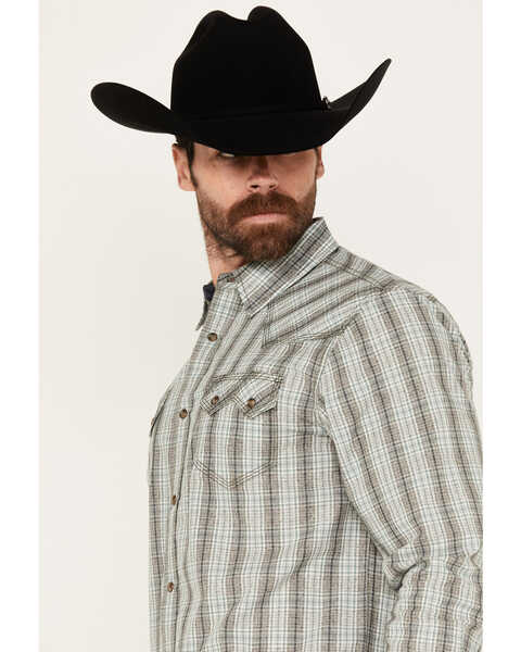 Image #2 - Moonshine Spirit Men's Bourbon Street Plaid Print Long Sleeve Snap Western Shirt, Brown, hi-res