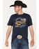 Image #1 - Cinch Men's American Heather Navy Logo Flag Graphic Short Sleeve T-Shirt, Navy, hi-res