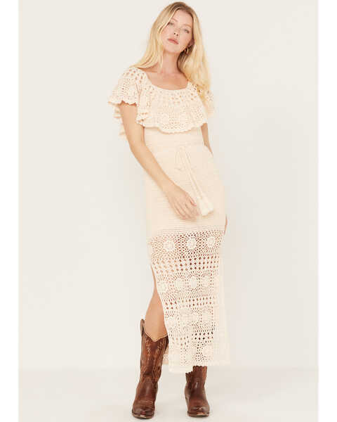Image #1 - Spell Women's Iluka Crochet Midi Dress, Cream, hi-res