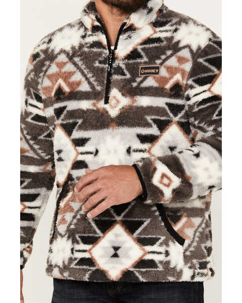Hooey Men's Southwestern Print Fleece Pullover , Grey, hi-res