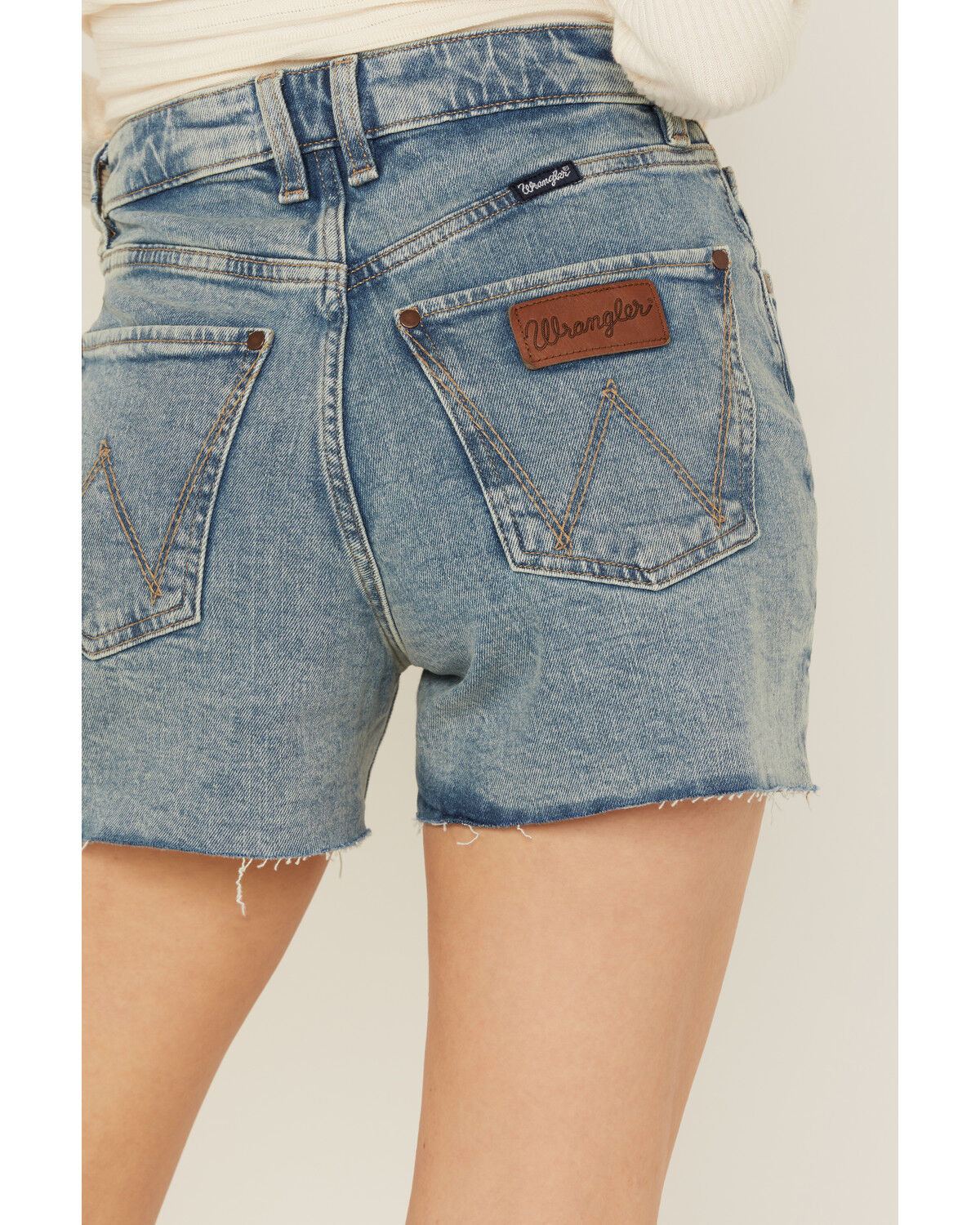 Image #4 - Wrangler Retro Women's Light Wash Bailey High Rise Cutoff Denim Shorts, Light Wash, hi-res