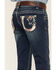 Image #2 - Shyanne Little Girls' Dark Wash Horse Embroidered Bootcut Jeans, Blue, hi-res