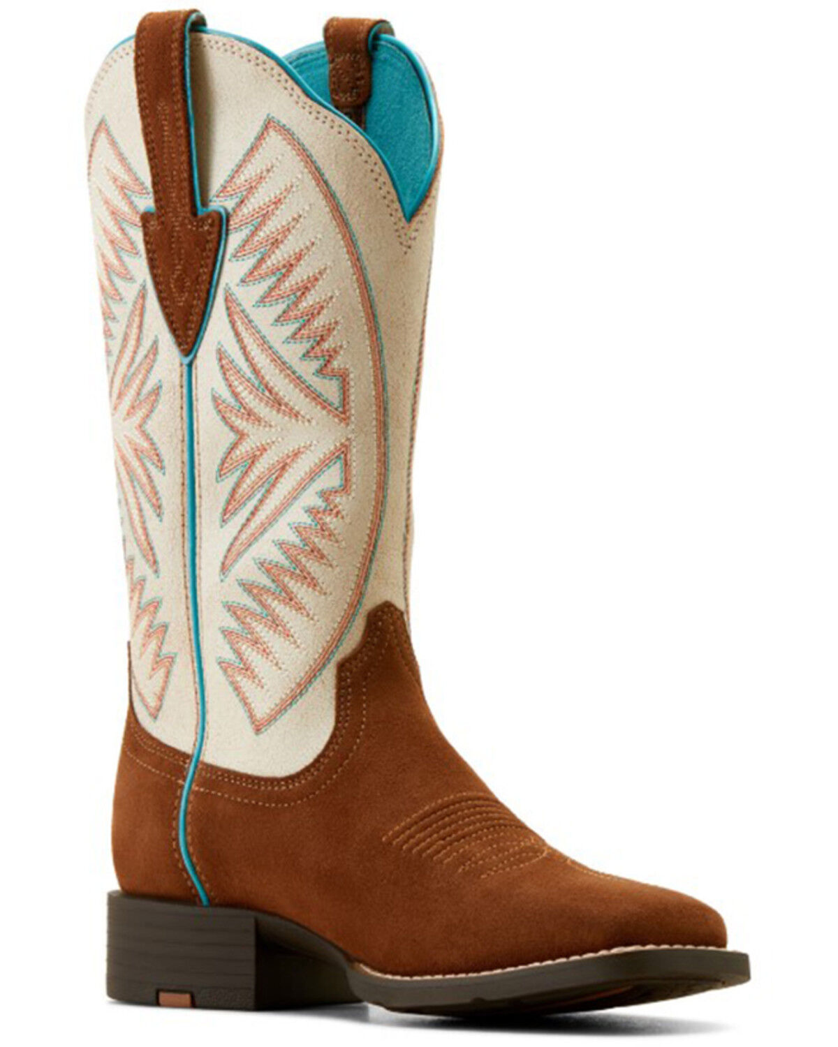 Image #1 - Ariat Women's Round Up Ruidoso Roughout Performance Western Boots - Broad Square Toe, Brown, hi-res