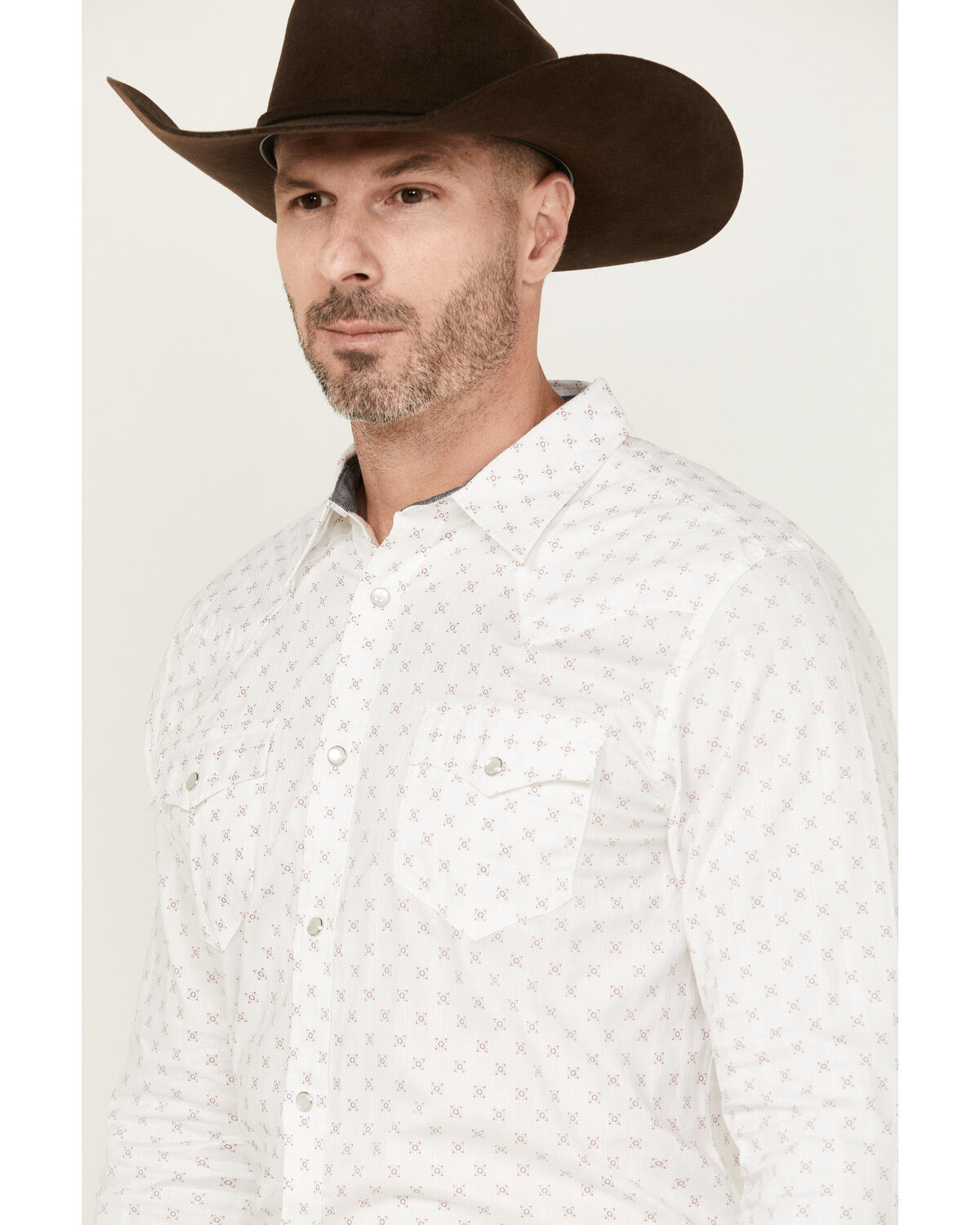Image #2 - Cody James Men's North Star Jacquard Geo Print Long Sleeve Pearl Snap Western Shirt, Ivory, hi-res