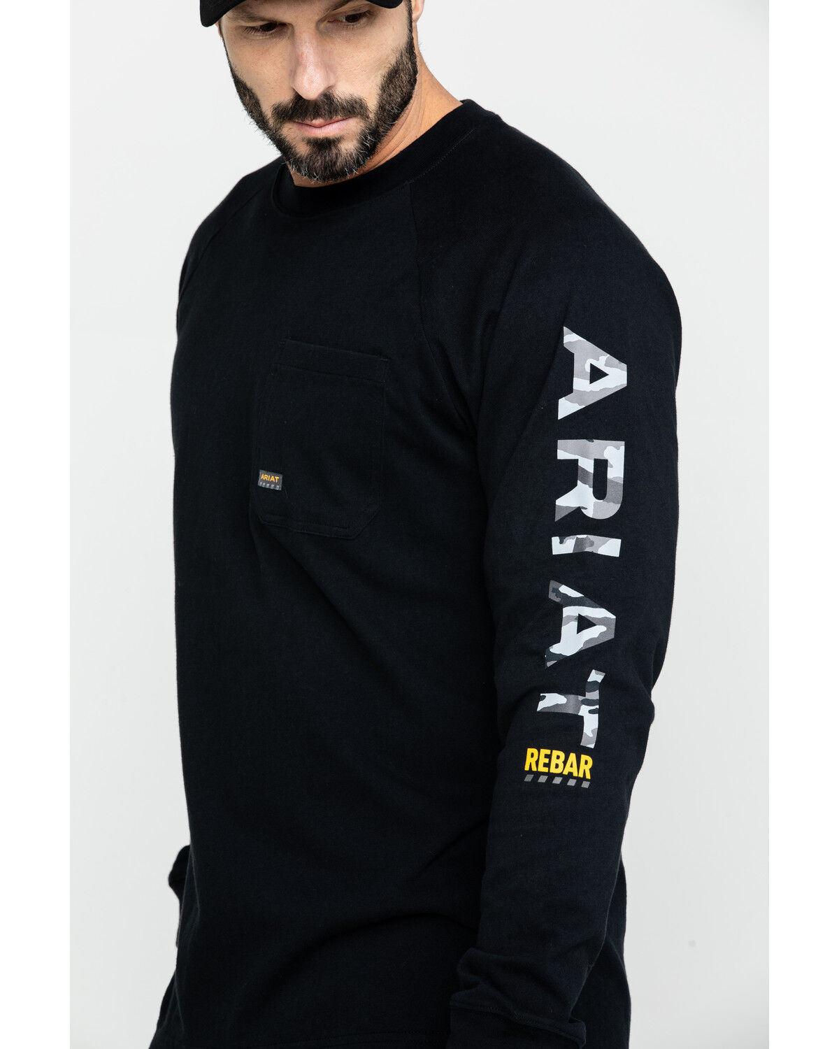 Image #4 - Ariat Men's Black Rebar Cotton Strong Graphic Long Sleeve Work Shirt - Big & Tall, Black, hi-res