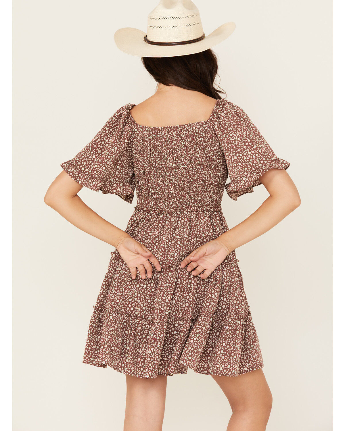Image #4 - Yura Women's Floral Print Short Sleeve Mini Dress, , hi-res