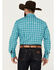 Image #4 - Wrangler Retro Men's Plaid Print Long Sleeve Pearl Snap Western Shirt, Teal, hi-res