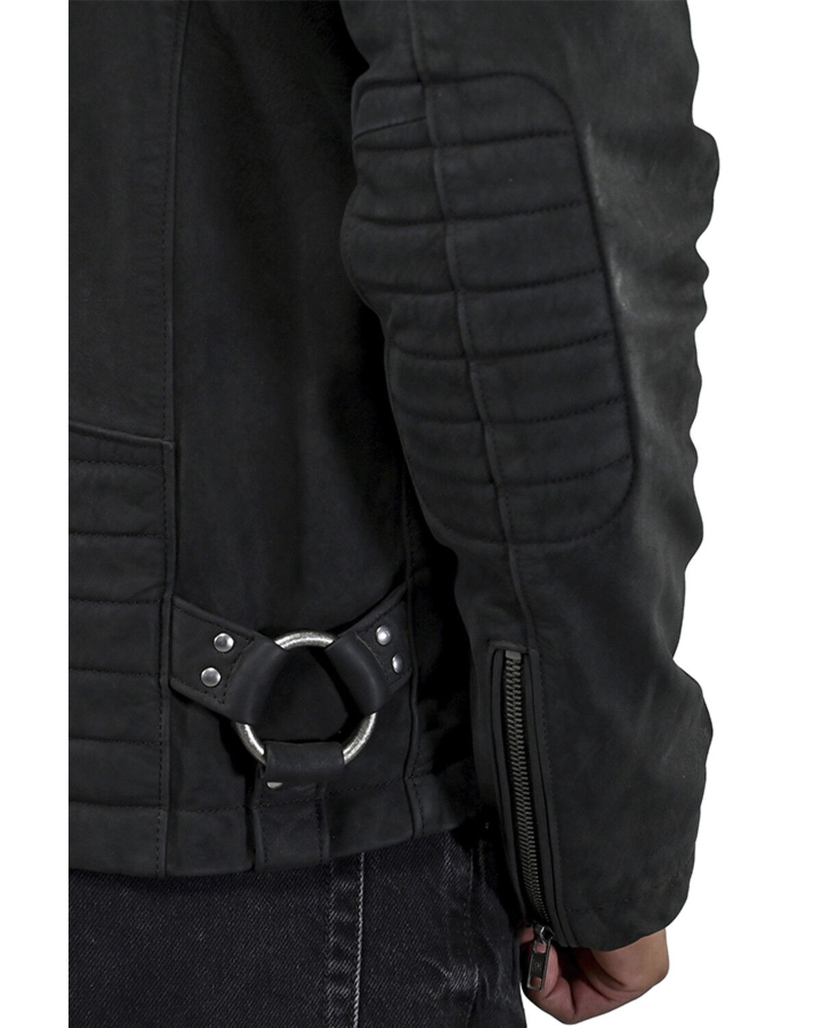 Image #3 - Frye Men's Racer Vintage Zip-Up Leather Jacket, Black, hi-res