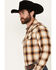 Blue Ranchwear Galveston Plaid Print Long Sleeve Snap Western Shirt, Dark Brown, hi-res