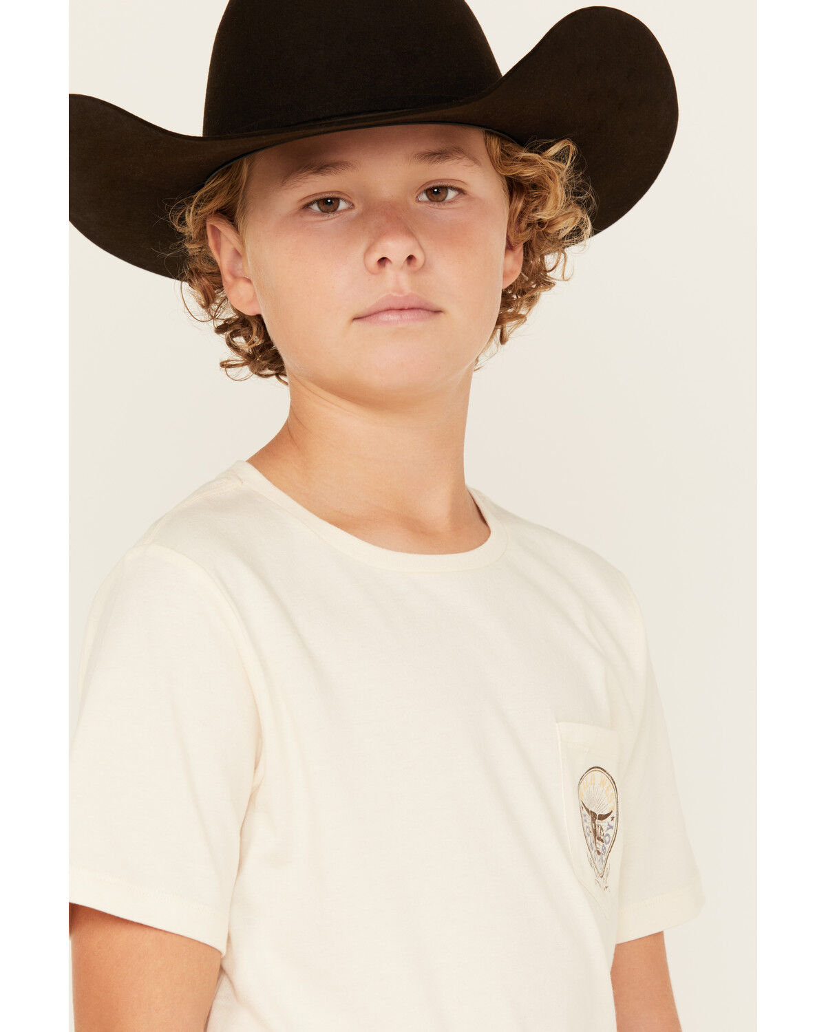 Image #2 - Sable Sky Boys' Howdy Short Sleeve Graphic T-Shirt, Cream, hi-res