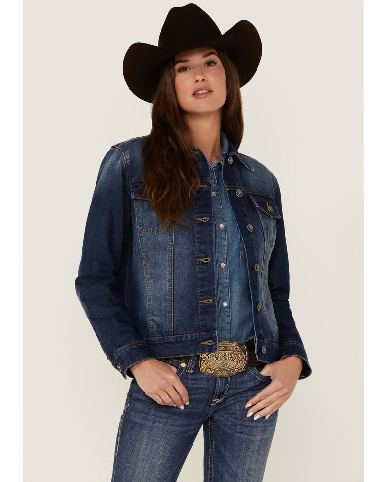 Rank 45 Women's Signature Dark Denim Rancher Jacket, Dark Wash, hi-res