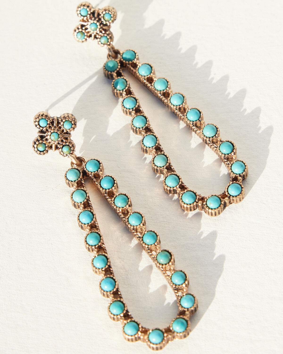 Image #1 - Shyanne Women's Summer Solstice Teardrop Cross Earrings, Gold, hi-res