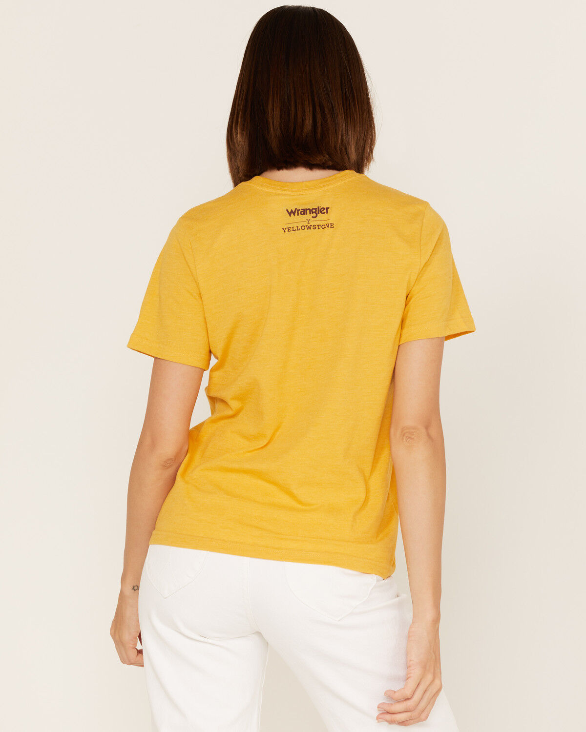 Image #4 - Wrangler x Yellowstone Women's Dutton Ranch Graphic Tee, Mustard, hi-res