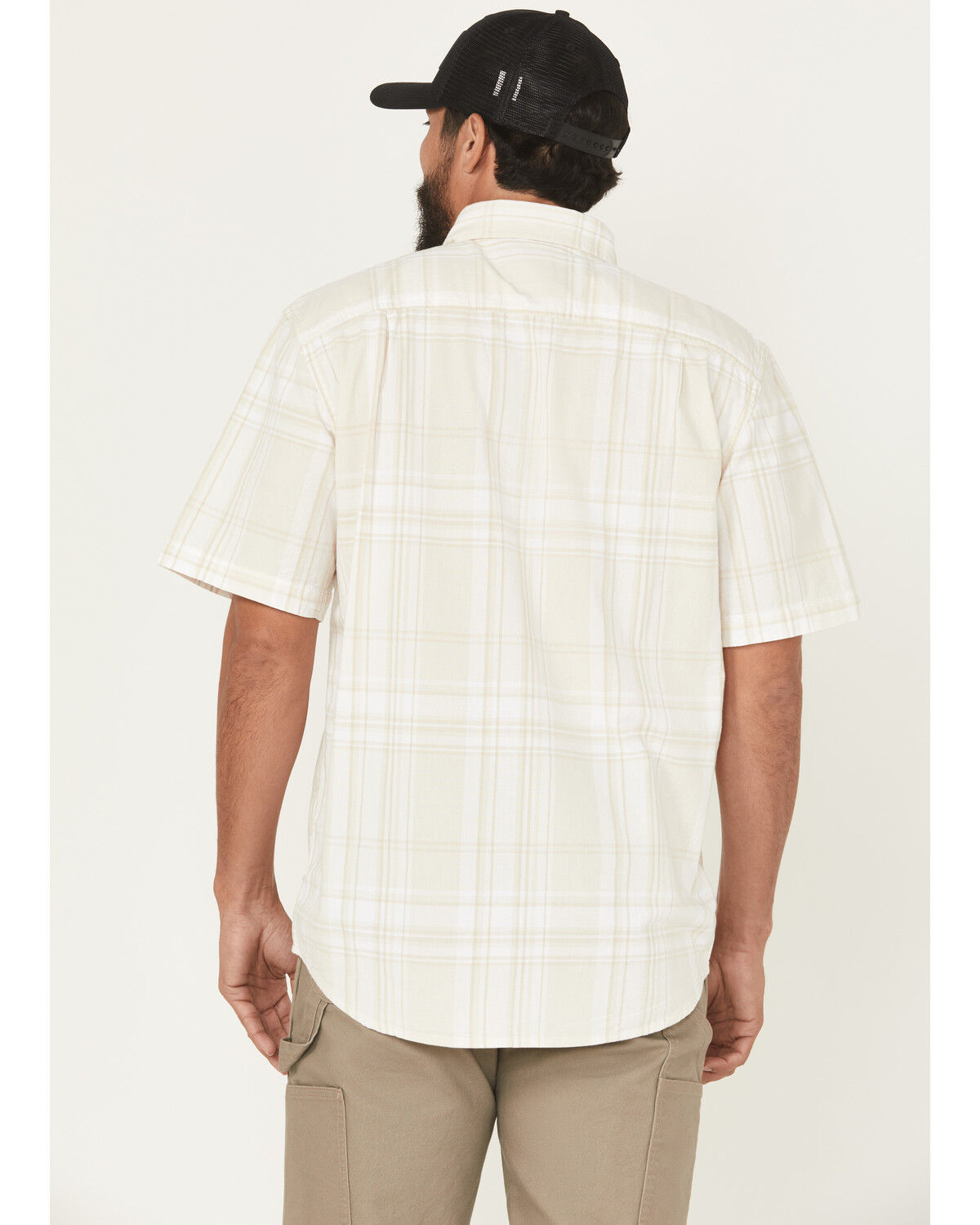 Image #4 - Carhartt Men's Plaid Print Loose Fit Midweight Short Sleeve Button-Down Work Shirt, White, hi-res