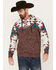 Hooey Men's Jimmy Southwestern Print Hooded Sweatshirt, Burgundy, hi-res