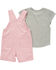 Image #2 - Carhartt Women's Short Sleeve T-Shirt and Striped Overall Set, Medium Pink, hi-res