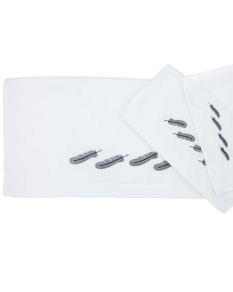 HiEnd Accents Feather 3pc Embroidery Towel Set, Multi, hi-res