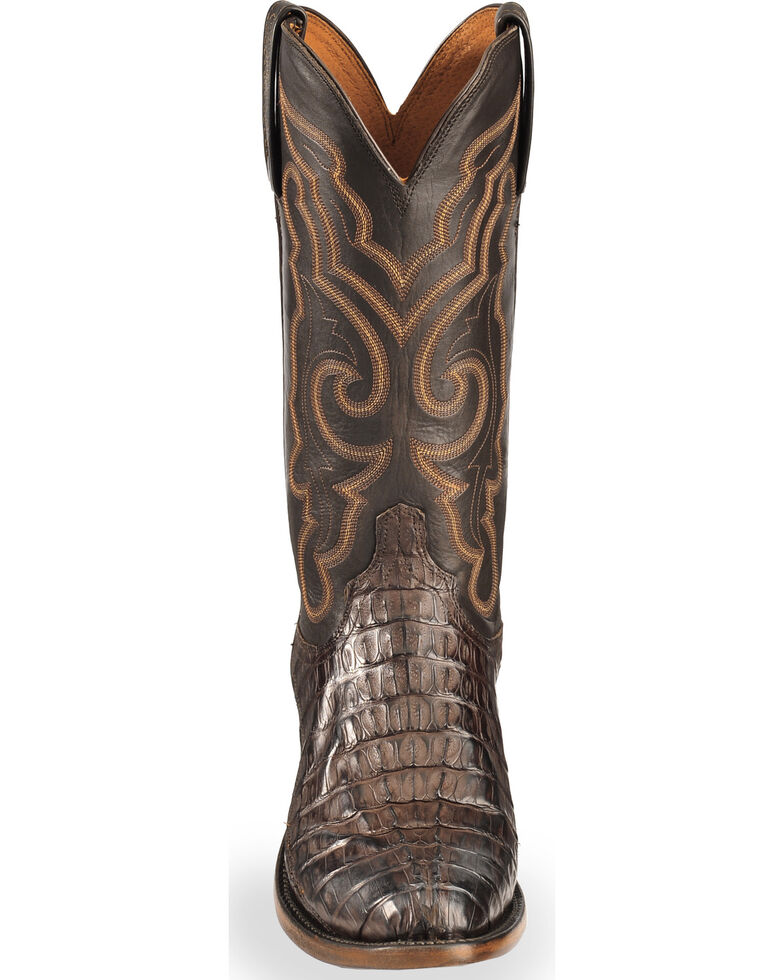 Lucchese Men's Handmade Dark Brown Franklin Hornback Caiman Tail Boots ...